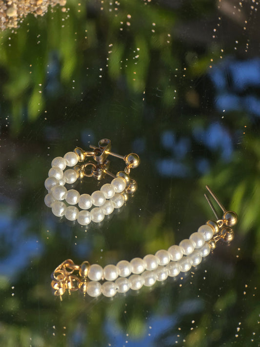 Classic Pearl Hoops